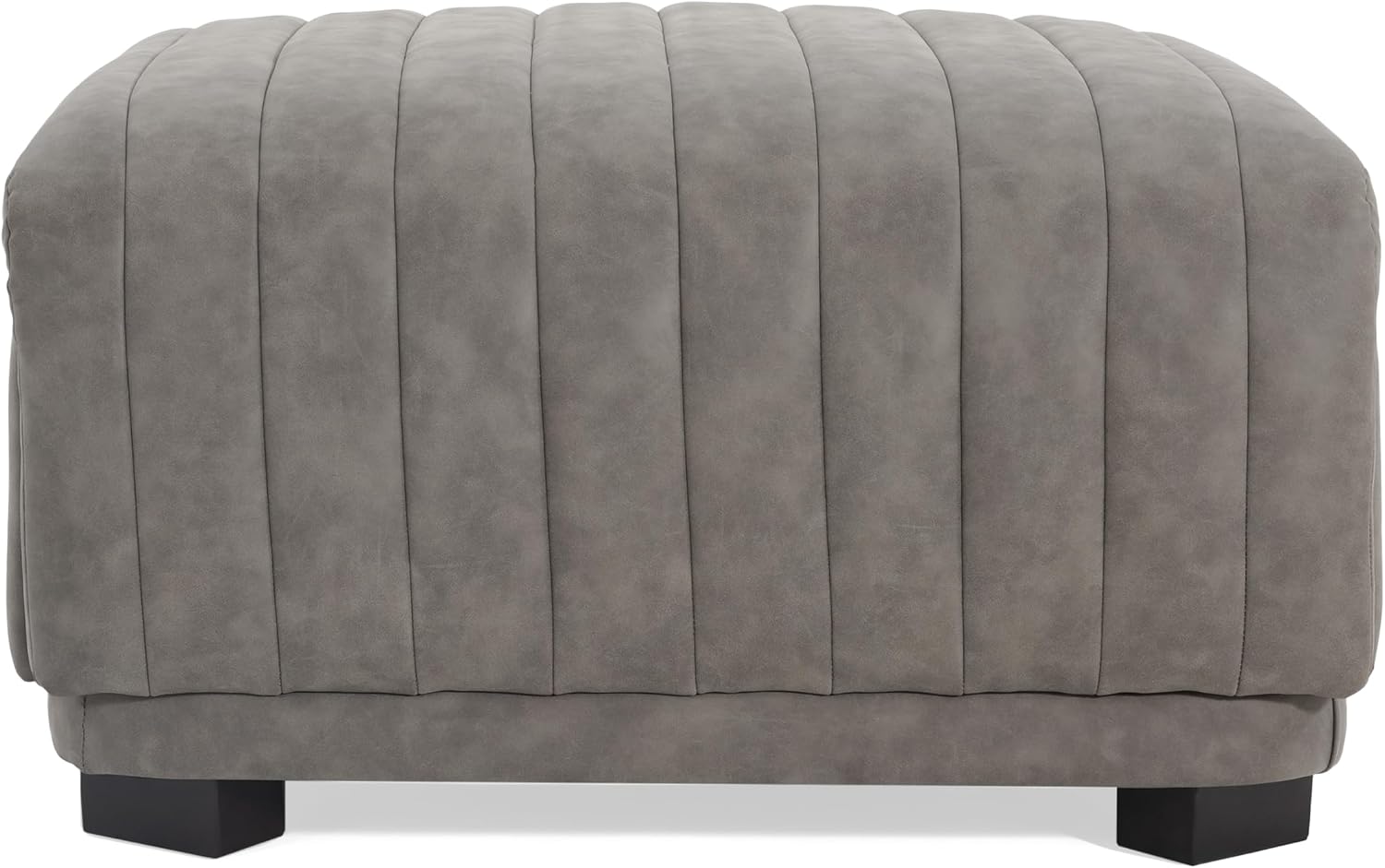 Christopher Knight Home Reyno Upholstered Ottoman with Storage for Living Room, Faux Leather Storage Ottoman Foot Rest with Side Drawers, Modern Square Coffee Table with Wooden Frame, Grey