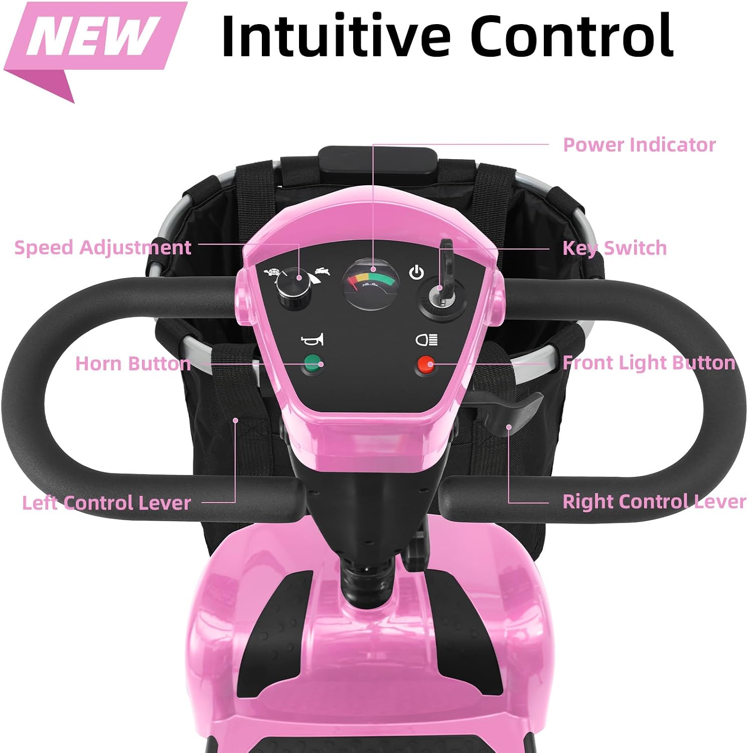20 Miles 4 Wheels Mobility Scooter for Seniors/Adults Up to 300LBS,350W Electric Wheelchair Detachable Lithium Battery,Dual Baskets,Rotating Seat,with Taillight, USB Charging, Pink