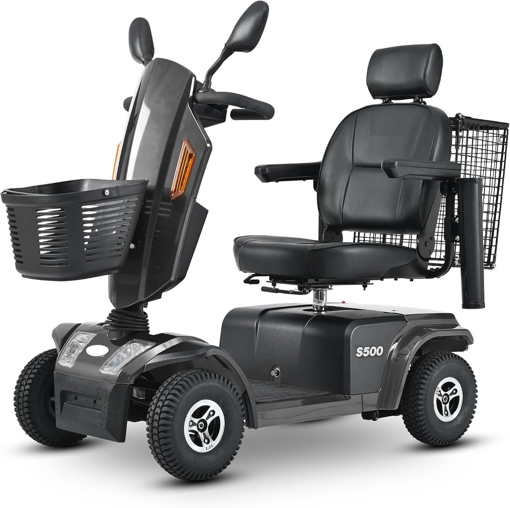 Mobility Scooters for Seniors & Adults 500 Lb Weight Foldable,Heavy Duty 4 Wheel Powered Scooter,Portable Disability Electric Wheelchair,500W Motor,52AH Battery,25 Miles Range,Rear Basket,Black