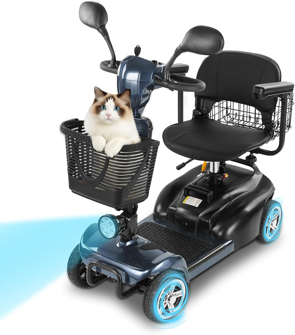 Mobility Scooter for Seniors/Adults, up to 300lbs Capacity, 4 Wheels Mobility Scooters with 15 Miles 350W 5/7MPH, Electric Wheelchair, Adjustable Seat with Rear Mirror