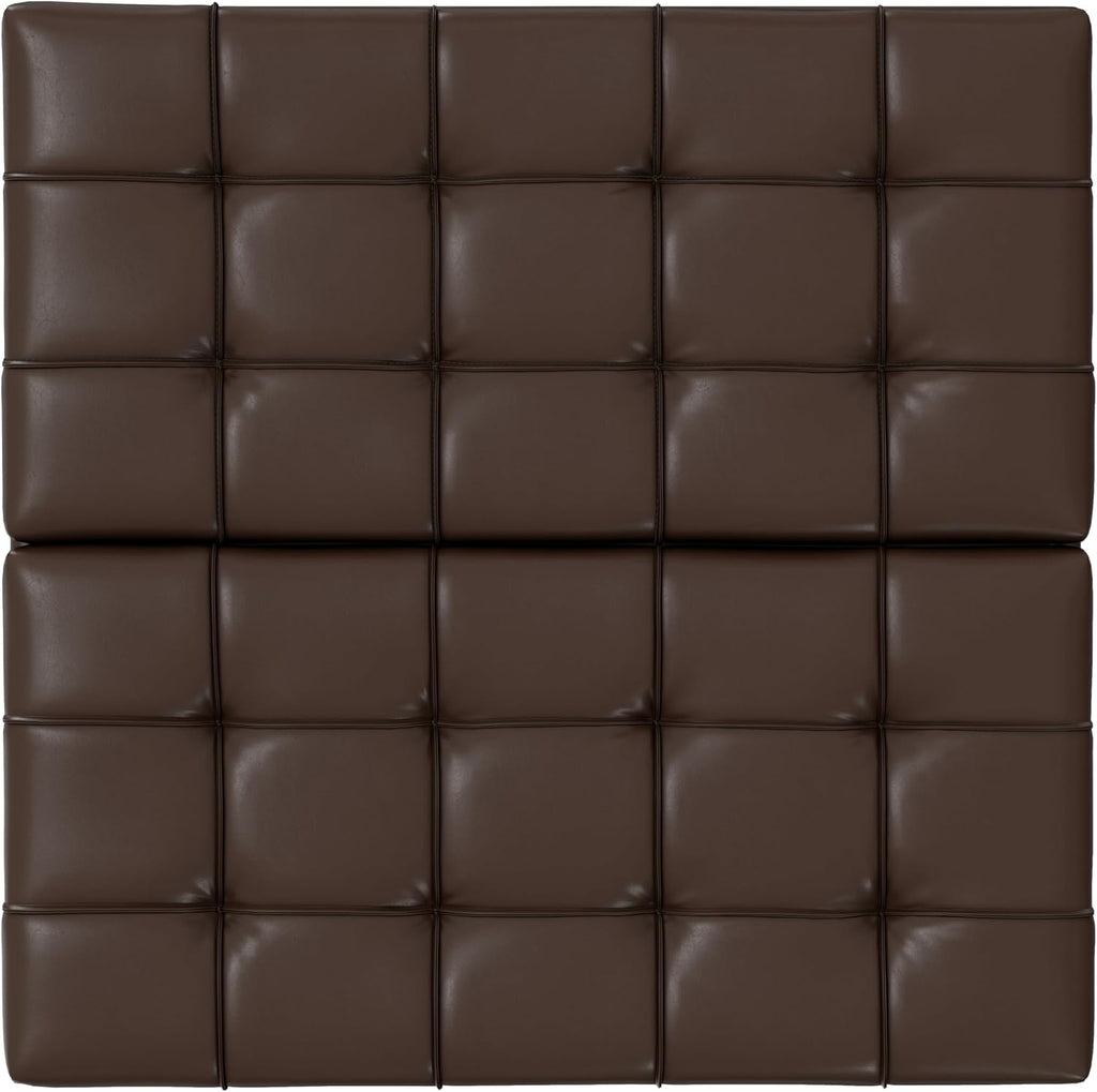 SIMPLIHOME Harrison Large Coffee Table Storage Ottoman - 40 inch Wide Upholstered Vegan Leather Square Lift-Top Ottoman in Chocolate Brown, Transitional Bench for Living Room with Sturdy Base