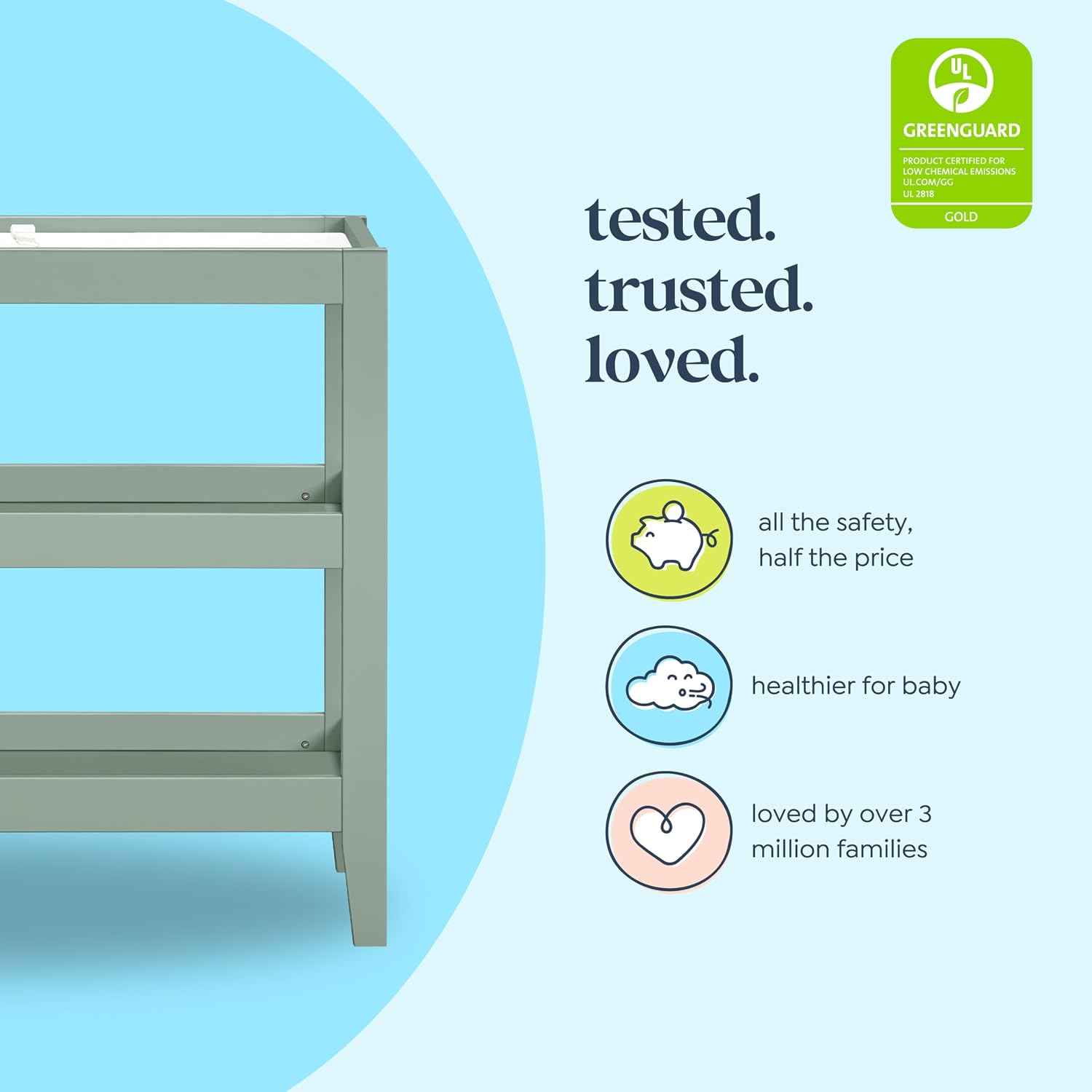 Carter's by Davinci Colby Changing Table in Light Sage, GREENGUARD Gold Certified