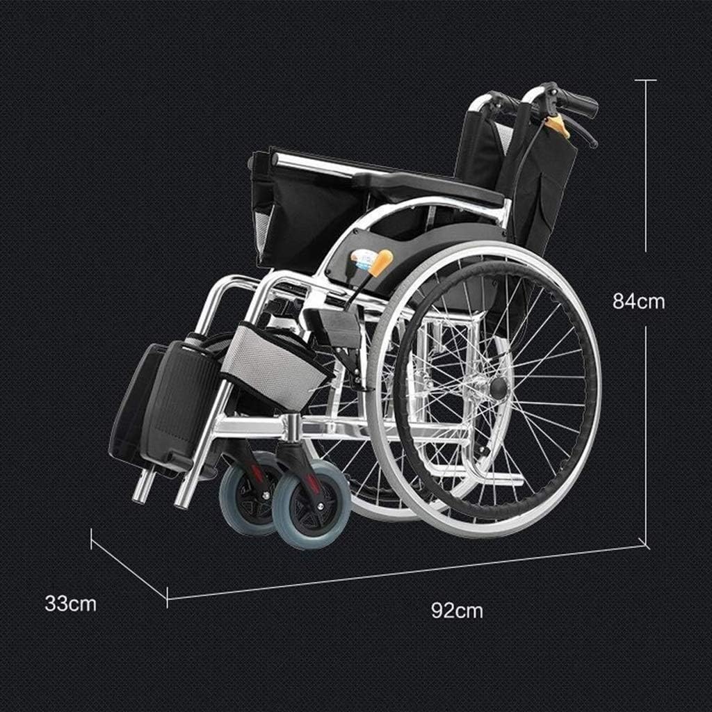 Wheelchair Aluminum, Folding Travel with Non-Pneumatic Tire Adjustable Foot Pedal Double Brake Disabled/Elderly Trolley Scooter Self-Propelled,Portable