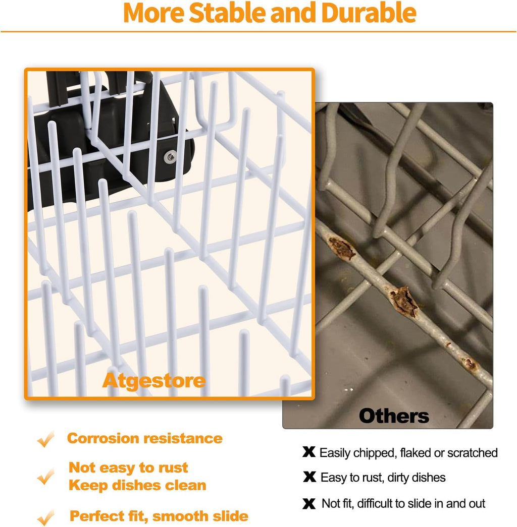 Upgraded W10161215 Dishwasher Rack Replacement Parts for Whirlpool Dishwasher Lower Rack With Dishwasher Wheels DU840DWGQ1 DU915PWPS2 Whirlpool Dishwasher Dishrack Assembly Bottom Rack Shelf Drawer