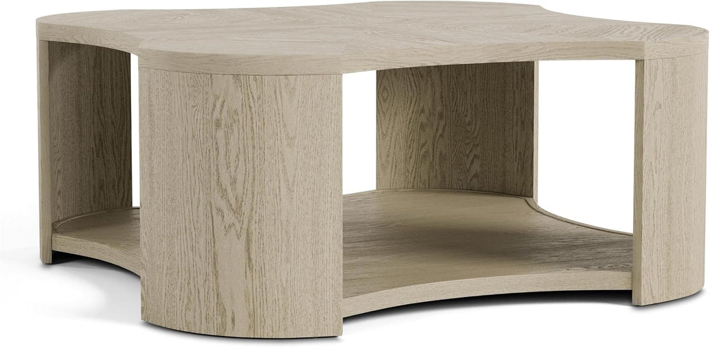 Furniture of America Selyra Modern Solid Wood 42-inch Mobile Square Coffee Table with Casters, 1 Shelf and Plinth Base for Living Room, Oak