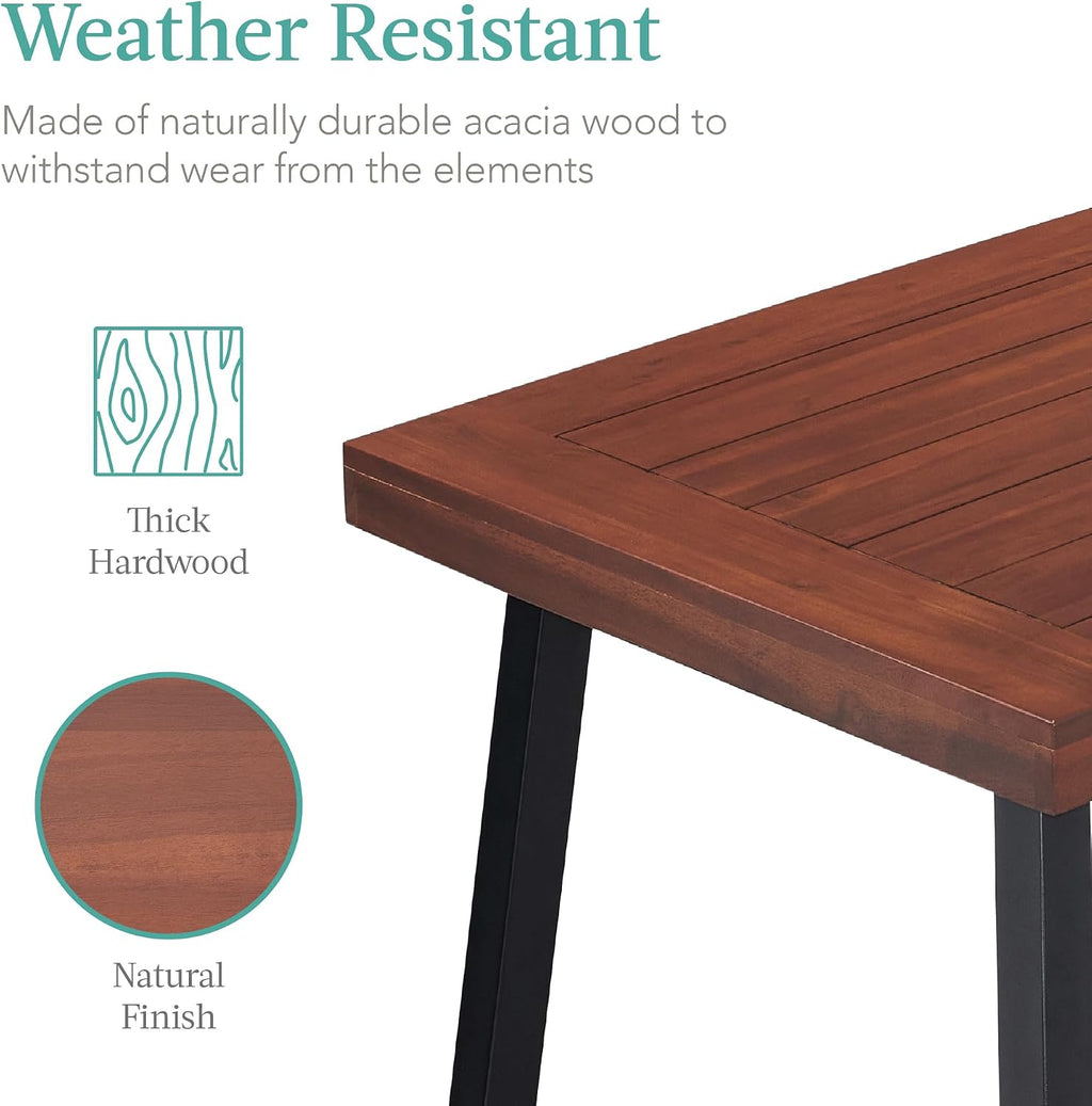 Best Choice Products 6-Person Indoor Outdoor Acacia Wood Dining Table, Picnic Table w/Powder-Coated Steel, 350 Pound Capacity Legs - Walnut Brown