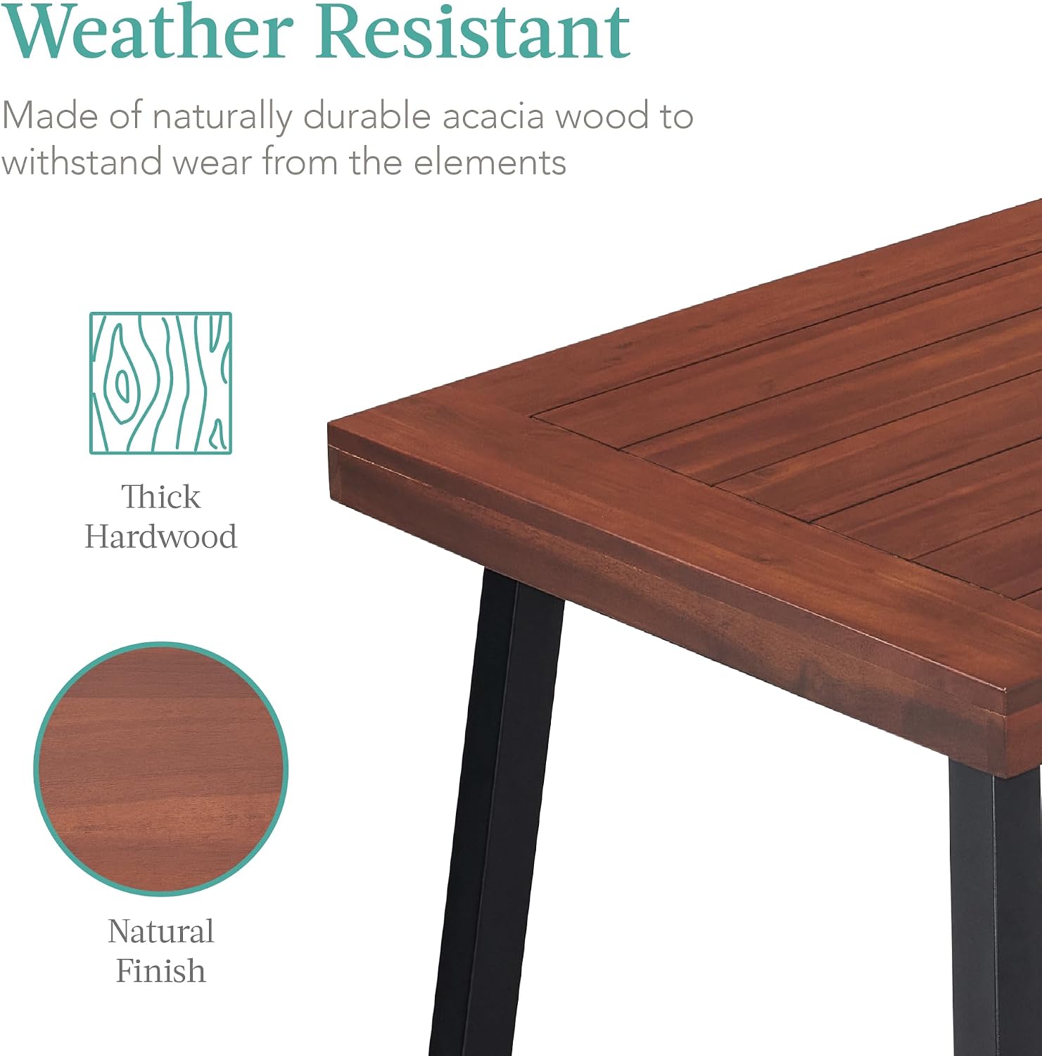 Best Choice Products 6-Person Indoor Outdoor Acacia Wood Dining Table, Picnic Table w/Powder-Coated Steel, 350 Pound Capacity Legs - Walnut Brown