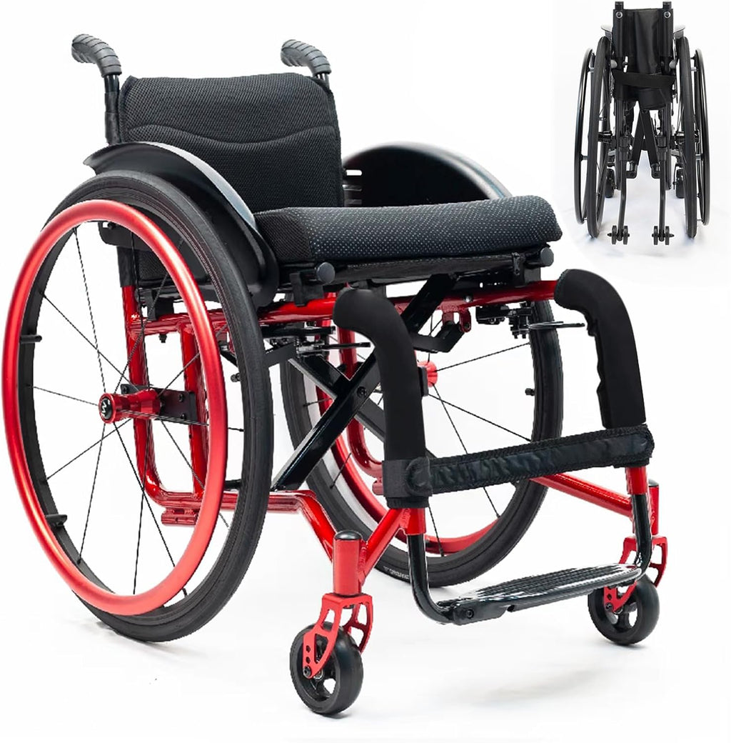 Light Wheelchair,Folding Wheelchair For Adults,Lightweight Foldable Wheelchair,Aluminum Alloy Wheelchair,Compact Wheelchair,Sports Folding Transport Wheelchair,All - Terrain Wheelchair(Size:38cm/15in,
