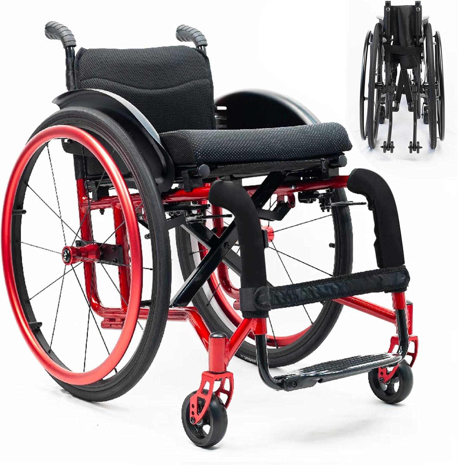Light Wheelchair,Folding Wheelchair For Adults,Lightweight Foldable Wheelchair,Aluminum Alloy Wheelchair,Compact Wheelchair,Sports Folding Transport Wheelchair,All - Terrain Wheelchair(Size:38cm/15in,