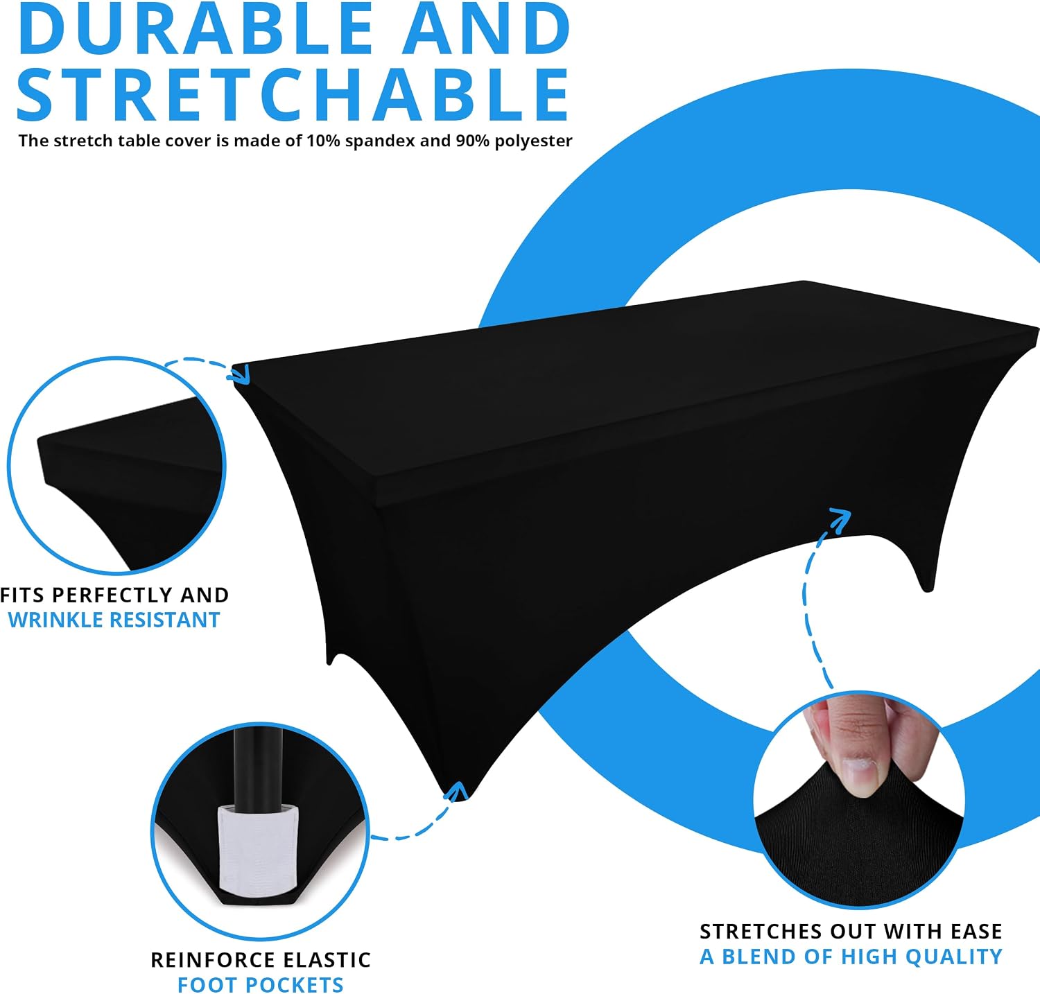Utopia Kitchen 6Ft 10 Pack, Black Tablecloth for Rectangle Tables - Fitted Table Cloth Washable & Wrinkle Resistant Bulk Event Hospitality Wedding Banquet Corporate Functions Use