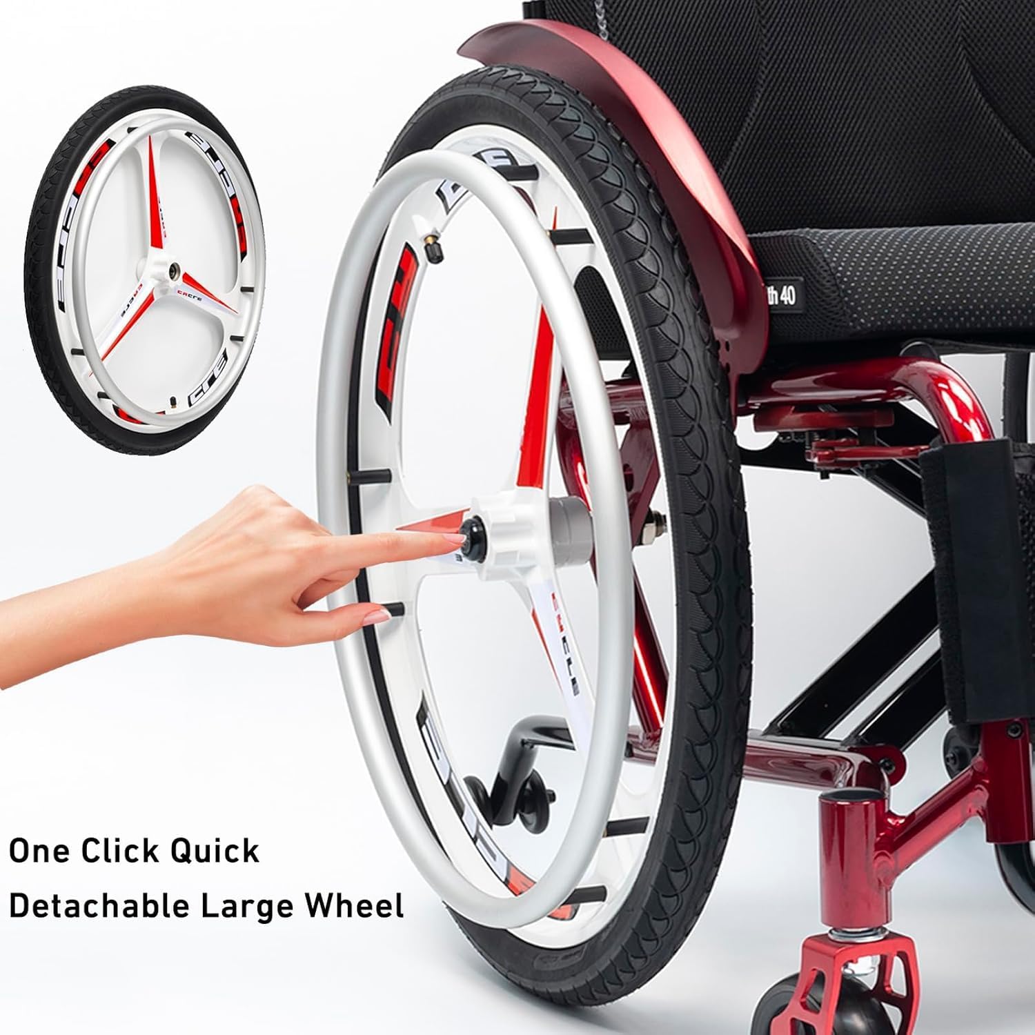 Lightweight Transport Wheelchair,Folding All-Terrain Wheelchair,Portable Self-propelled Manual Wheelchairs,Sports and Leisure Wheelchairs for Adults,Aluminum Alloy Wheelchair(Soft Backrest,40cm/15.7in
