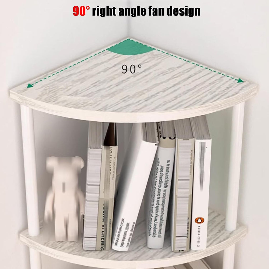 Small Corner Shelf, 3-5Tier Wall Corner Bookshelf, Free Standing Corner Bookshelf, Stylish Display Shelf for Small Space, Living Room, Bedroom(Black,3nd Floor)