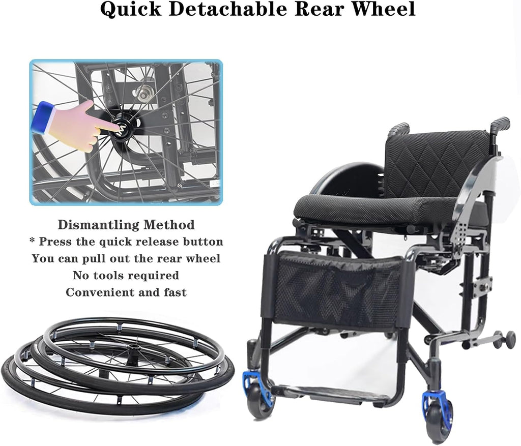 Lightweight Wheelchair,Durable Aluminum Alloy Wheelchair,Sports And Leisure Wheelchairs For Adults,Portable Folding Wheelchair,Self Propelled Wheelchair,220-Ib Weight Capacity(B-black,Seat width 38cm)