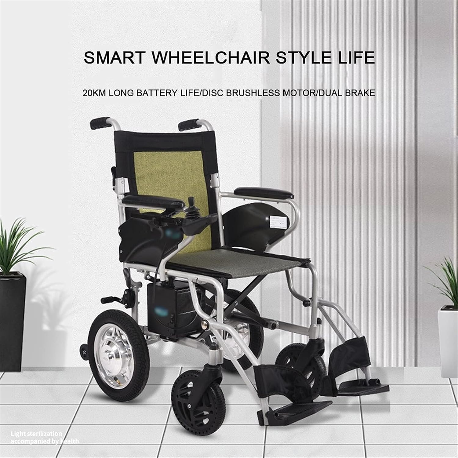 Electric Wheelchair, Folding Lightweight Wheelchai Adult Electric Wheelchair Suitable for Elderly People with Disabilities Can Be Folded in One Step Aluminum Alloy Material 360-deg