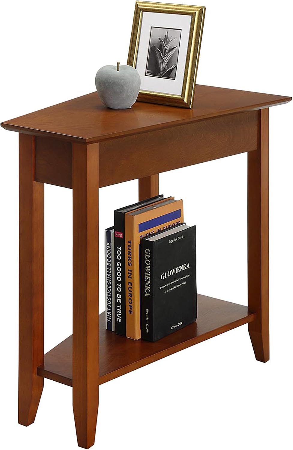 Convenience Concepts American Heritage Wedge End Table 24' - Classic Living Room Table with Storage Shelf, Side Table for Family Room, Bedside Table, Cherry