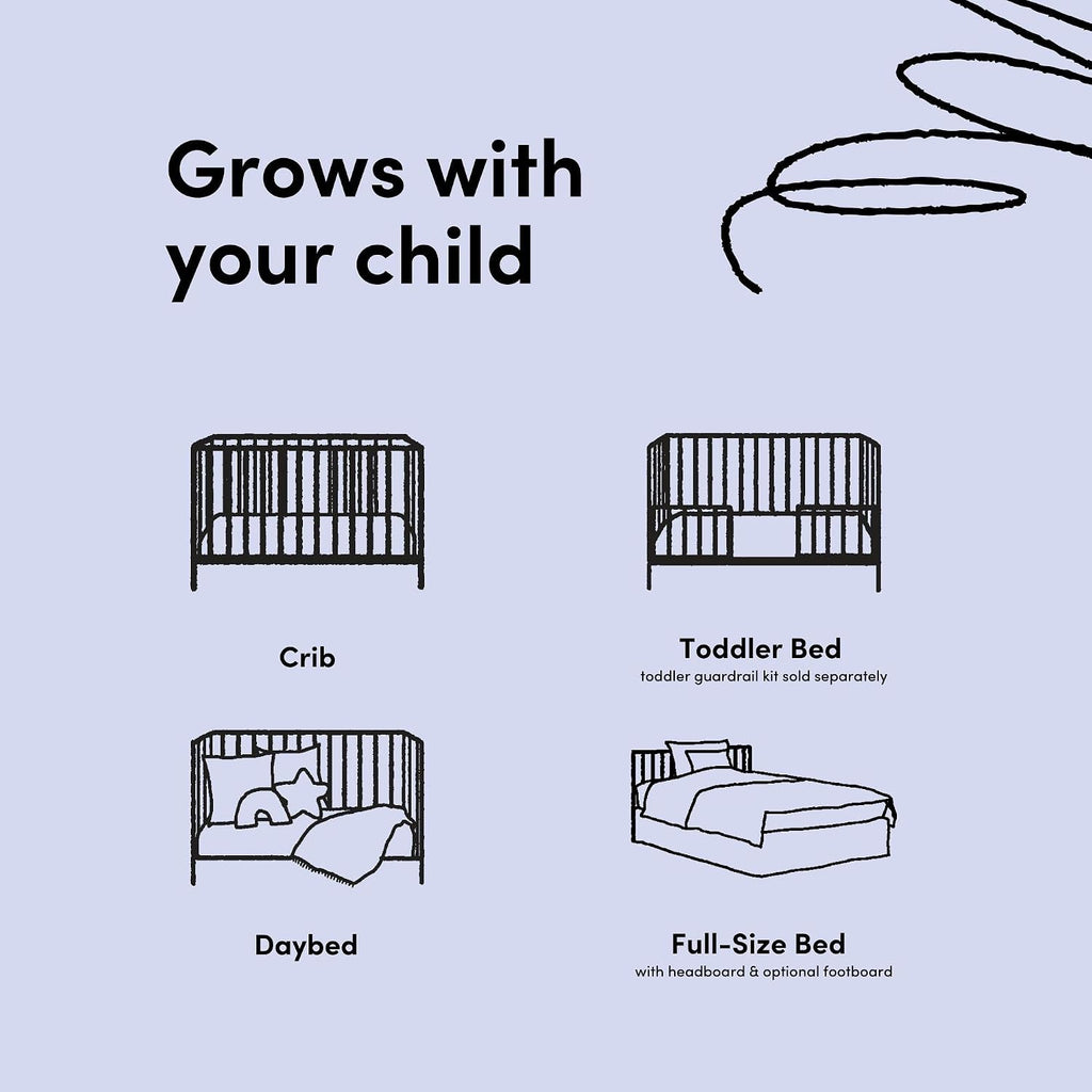 Storkcraft Morningside 5-in-1 Convertible Crib – GREENGUARD Gold Certified, Fits Standard Crib Mattress, Converts to Toddler Bed, Daybed and Full Bed, 4 Adjustable Mattress Heights (Sage)