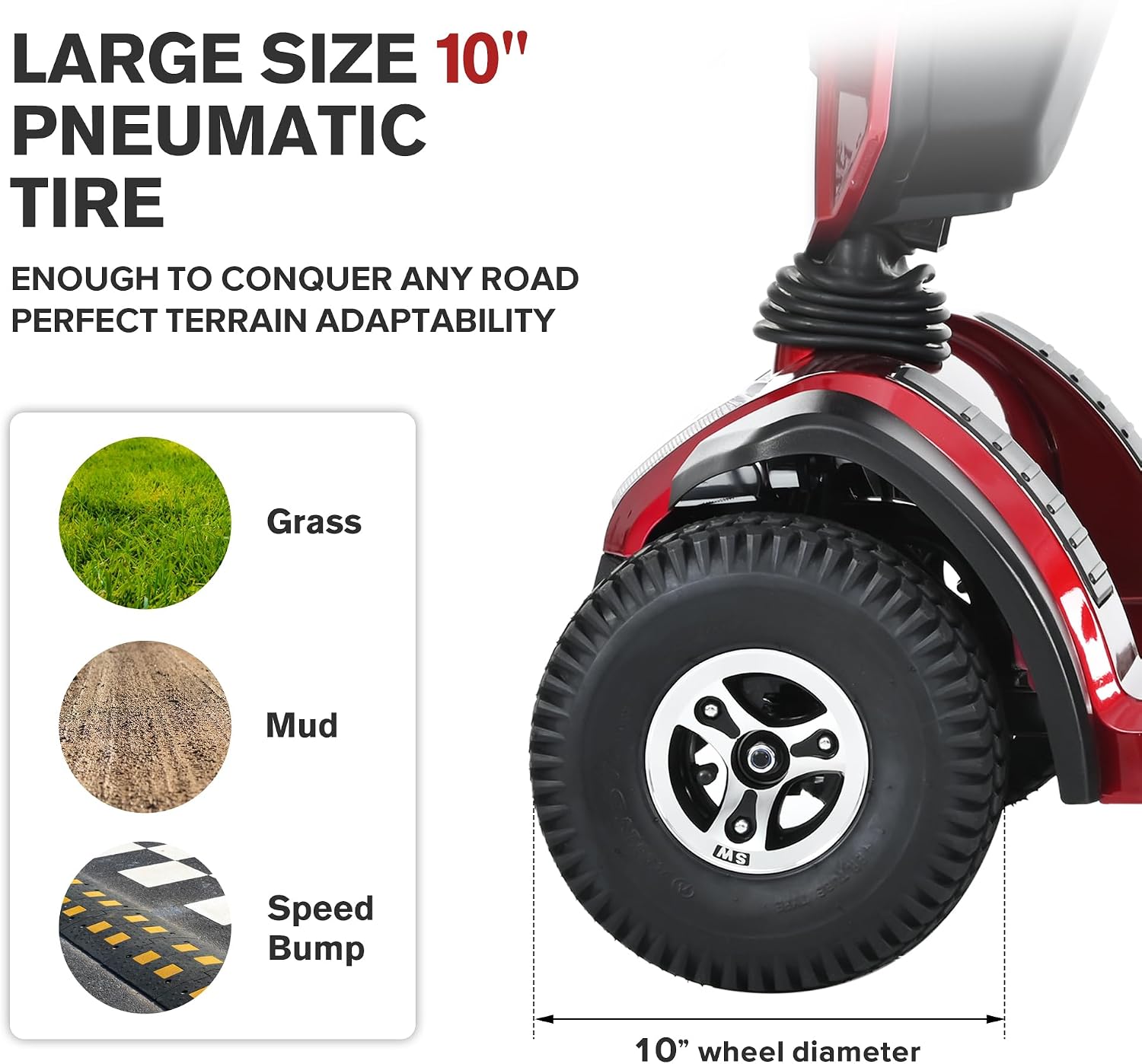 Mobility Scooters for Seniors & Adults 500 Lb Weight Foldable,Heavy Duty 4 Wheel Powered Scooter,Portable Disability Electric Wheelchair,500W Motor,52AH Battery,25 Miles Range,Rear Basket,red