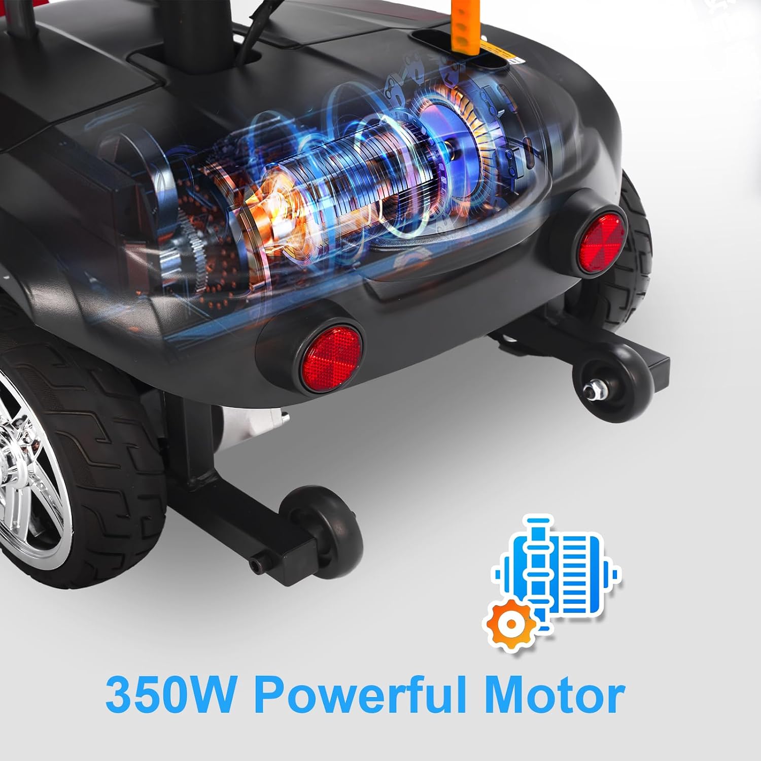 4 Wheels Eldryvon EV03 Electric Mobility Scooter for Seniors, Dual Baskets, 350W Powered Wheelchair with Rotating Seat, Foldable Motorized Scooter for Adult with USB Port, 300Lbs Capacity All Terrain