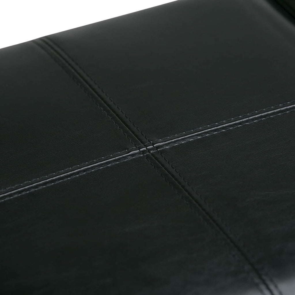 SIMPLIHOME Avalon Storage Ottoman - 42 inch Wide Upholstered Vegan Leather Rectangular Flip-Top Ottoman in Midnight Black, Contemporary Storage Coffee Table Ottoman for Living Room with Hidden Storage