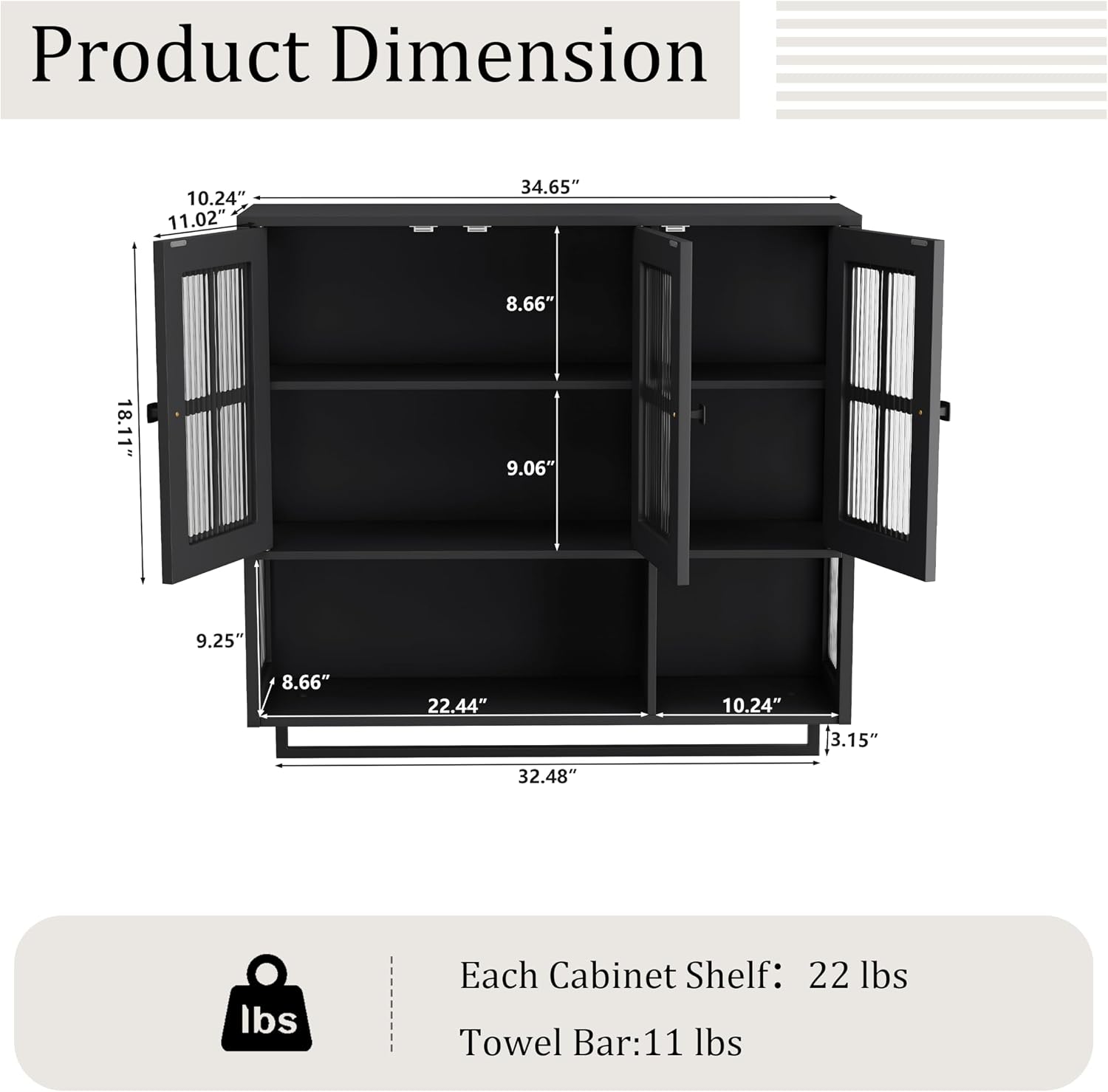 Bathroom Medicine Cabinet Wall Mount with Tempered Glass Doors Open and Hidden Storage Towel Bar for Bathroom Over The Toilet Laundry Room Kitchen