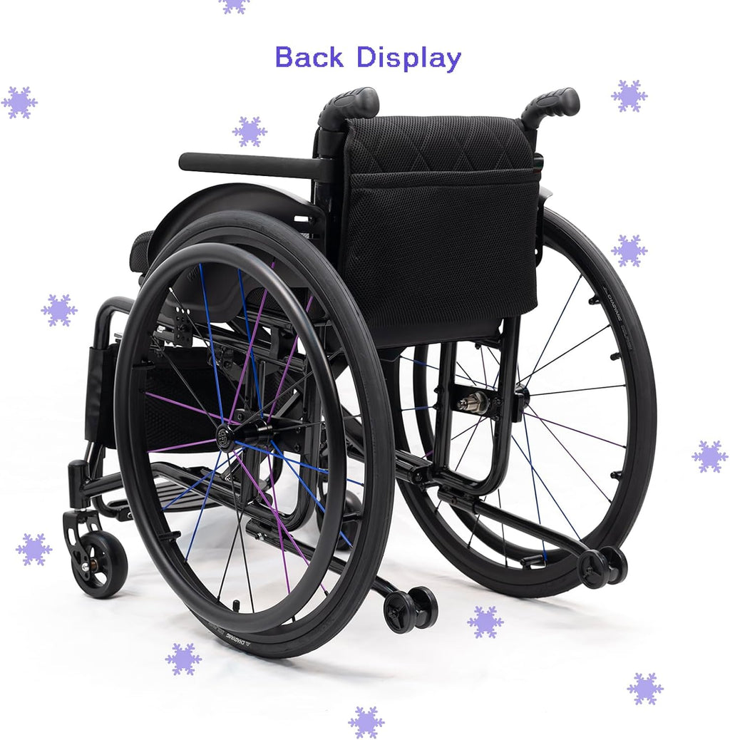 Foldable Aluminum Wheelchair,Folding Sports Wheelchair,Transport Wheelchair with Handbrakes,All-Terrain Ultra Lightweight Wheelchair,Wheelchairs for Adults,Anti-Tip Wheels(14.1in/36cm)