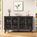 Scurrty 52' Buffet Cabinet with Storage,Sideboard with 4 Doors, Skeletonized Coffee Bar with Storage, Sideboard Cabinet for Dinning Room, Kitchen & Living Room (Black)