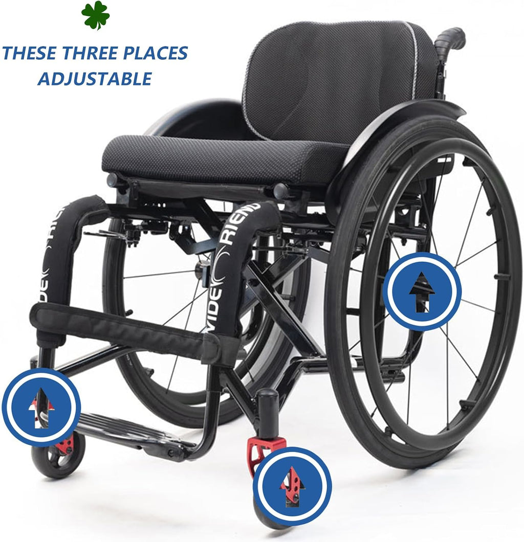 Folding Sports Portable Wheelchairs,Transport Wheelchair,Manual Wheelchair,Aluminum Alloy Wheelchair,Lightweight Wheel Chair For Adults,Quick Release Rear Wheels,Anti-Tip Wheels(Size:Seat width 34cm/1