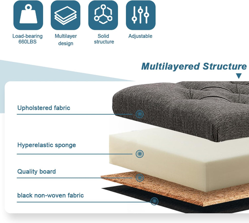 Grepatio Square Tufted Ottoman with Storage - 35.5' Large Lift-Top Storage Ottomans Upholstered Coffee Table for Living Room Bedroom (Grey)