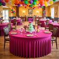leegleri 6 Pack 72inch Spandex Hot Pink Round Tablecloth, Stretchy 132inch Fitted 6FT Round Table Cloths, Wrinkle Free Table Cover with Skirt for Wedding Birthday Party Bridal Shower Banquet