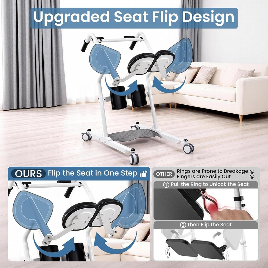 Sit to Stand Lift for Elderly Patient Lift Chair Transport Unit with Wheels Standing Transfer Device for Home Care Disability Aid Product for Adults