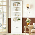 Metal Pantry Storage Cabinet with 4 Adjustable Shelves, 71' Tall Corner Cabinet for Bathroom, Corner Shelf Cabinet for Kitchen, Dining Room, Living Room, Assembly Required(White)