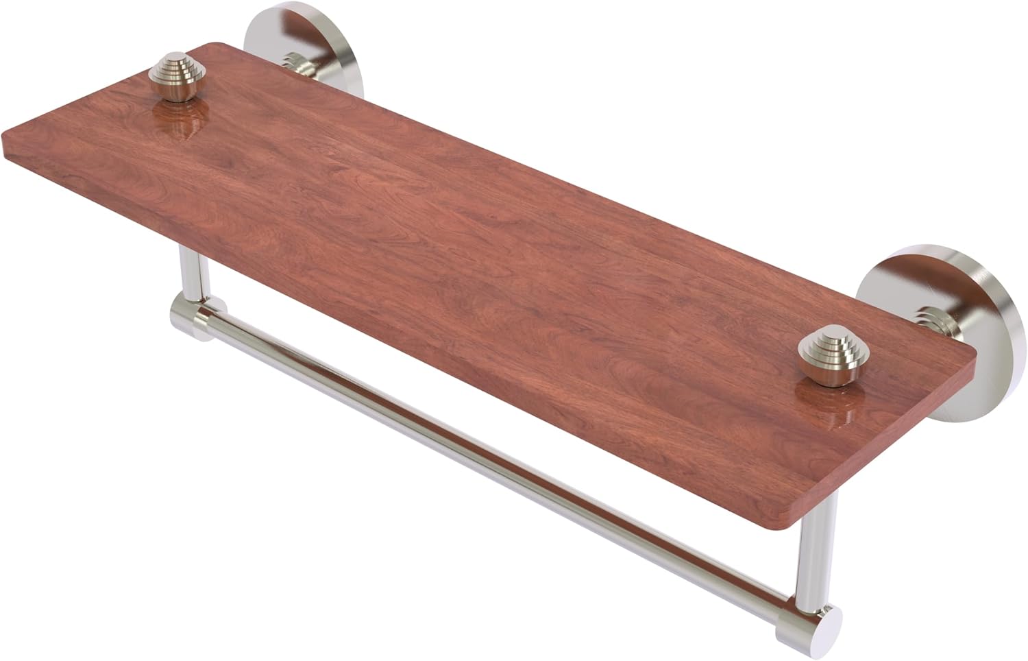 Allied Brass SB-1TB-16-IRW-SN South Beach Collection 16 Inch Solid IPE Ironwood Integrated Towel Bar Shelf, Satin Nickel