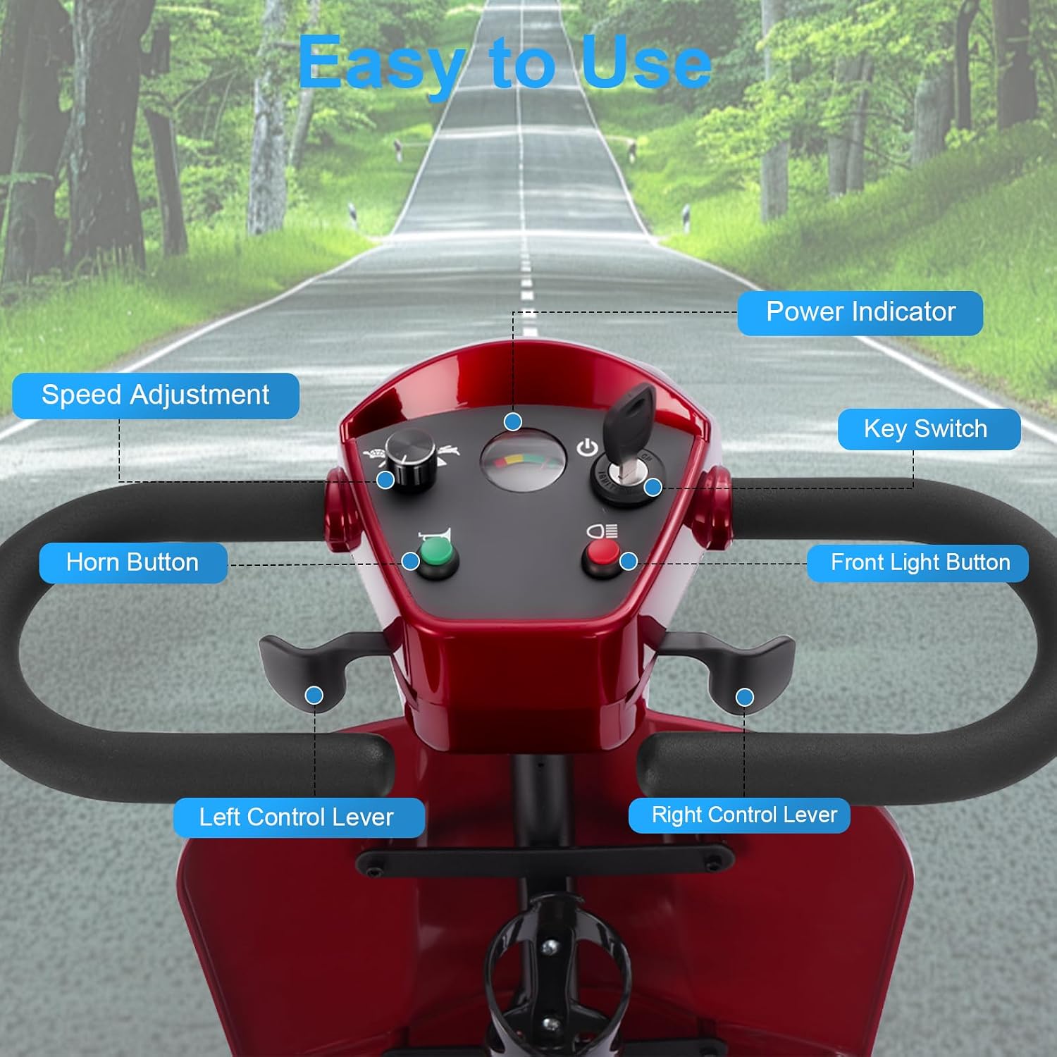 4 Wheels Eldryvon EV03 Electric Mobility Scooter for Seniors, Dual Baskets, 350W Powered Wheelchair with Rotating Seat, Foldable Motorized Scooter for Adult with USB Port, 300Lbs Capacity All Terrain