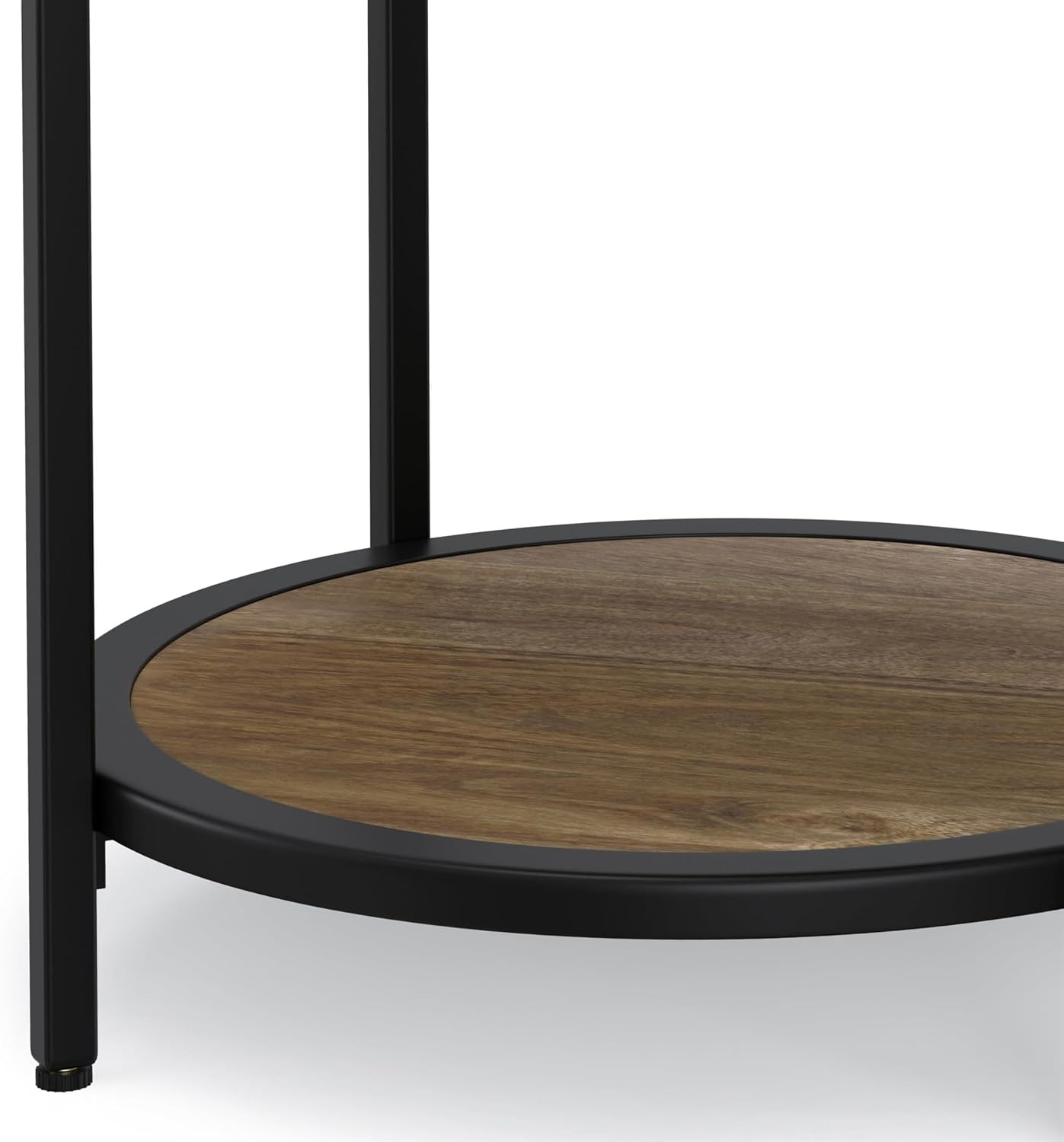 Small Round End Table for Living Room, Bed Side Table, Narrow Nightstand with Storage Shelf for Bedroom, Unique Rustic Telephone Table for Sofa Side, Distressed Brown Corner Table for Sofa Side
