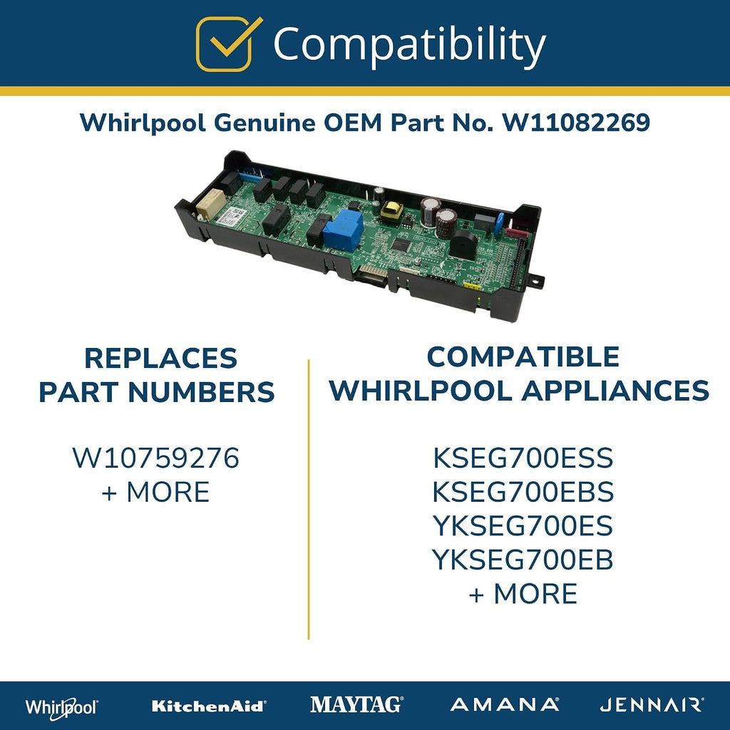 Whirlpool W11082269 Genuine OEM Range Oven Control Board Replacement Part - Replaces W10759276