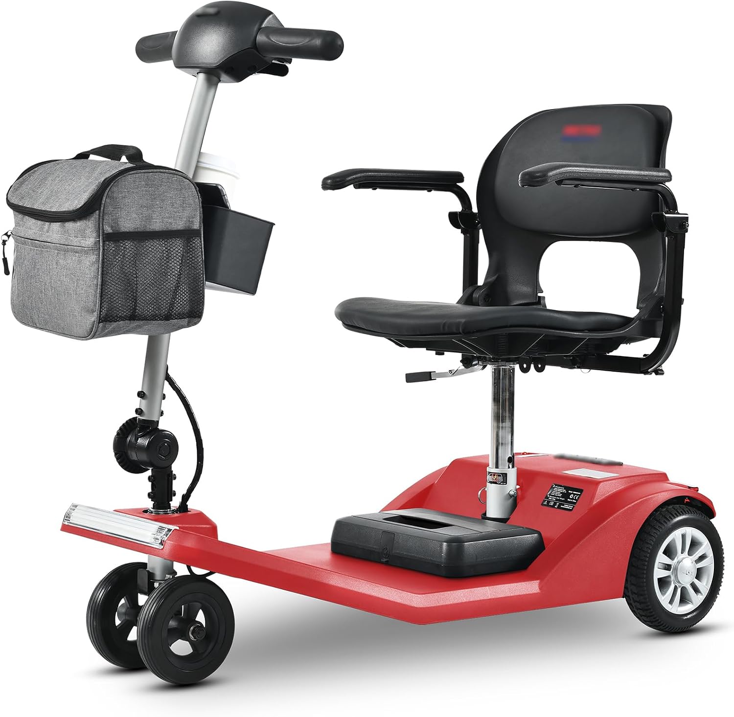 Mobility Scooters for Seniors & Adults 350 Lb Weight All Terrain,Lightweight 4-Wheel Powered Mobile Scooter,Foldable Disability Electric Wheelchair,Luxury Seat,w/Led Lights,15Miles,5MPH,red