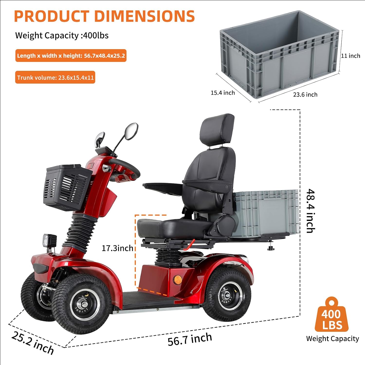 All Terrain Mobility Scooter for Seniors,Heavy-Duty 4 Wheel Mobility Scooters Mobility Scooter,Handicap Scooters for Adults with 3-Speed Travel Long