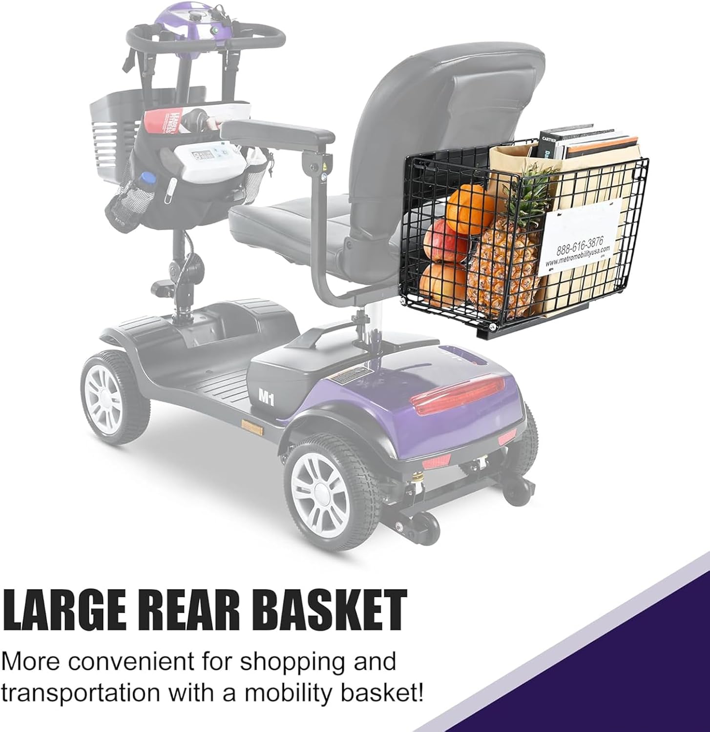 Mobility Scooters for Seniors & Adults 400 Lb Weight Capacity,Lightweight Foldable All Terrain 4 Wheel Powered Scooter,Disability Electric Wheelchair,Add A StorageBox,and Shoulder Bag,5MPH,Purple