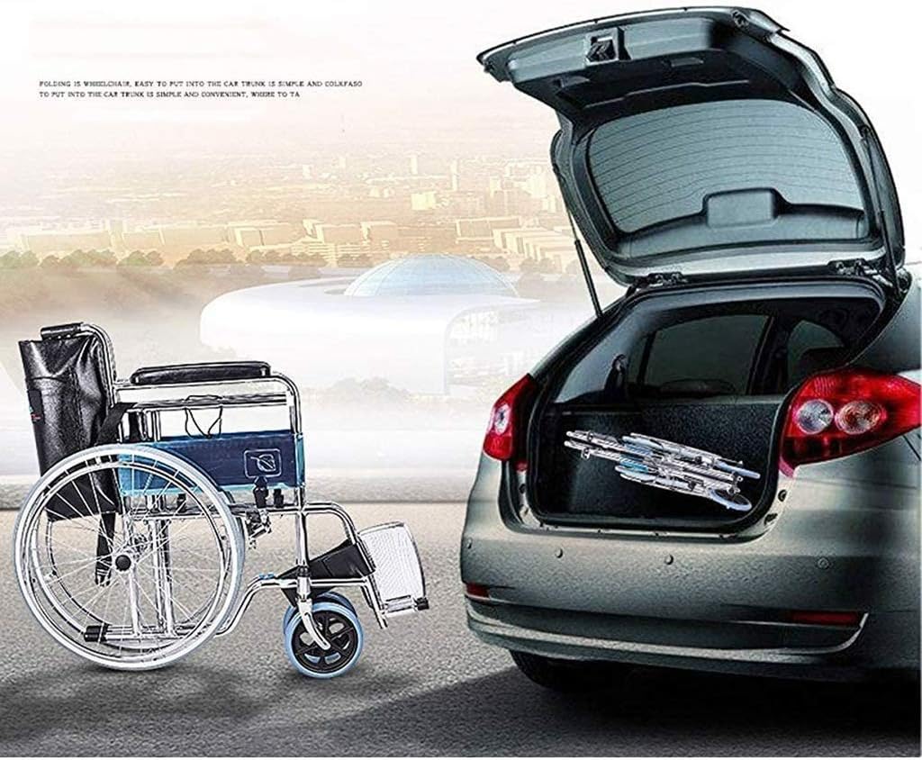 Wheelchair Folding Light, Self-Propelled with Toilet Adjustable Foot Pedal Pneumatic Tire Sturdy and Stable Elderly/Disabled Trolley Scooter,Portable