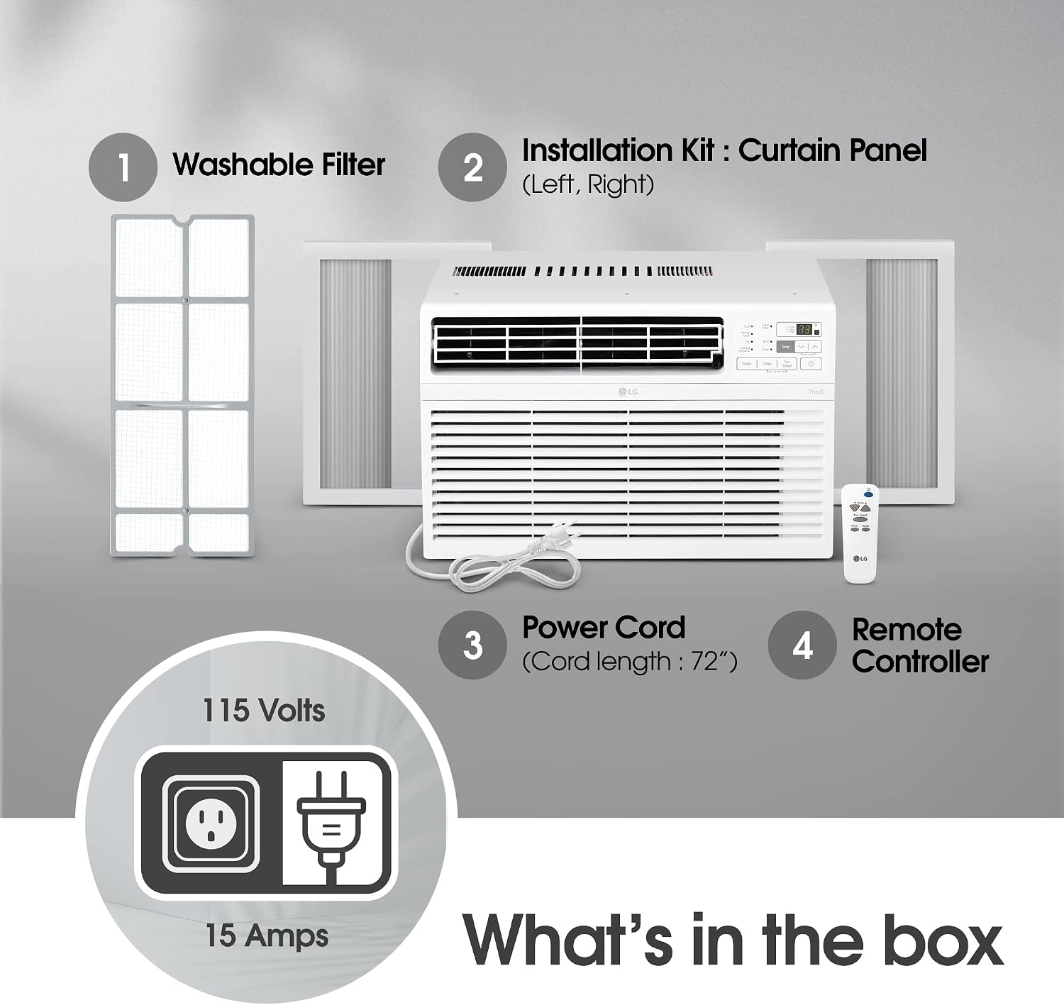 LG 8000 BTU Window Air Conditioners 2023 New Remote Control WiFi Enabled App Ultra-Quiet Washable Filter Cools 340 Sq. Ft for Small & Medium Room AC Unit air conditioner Easy Install White LW8017ERSM1