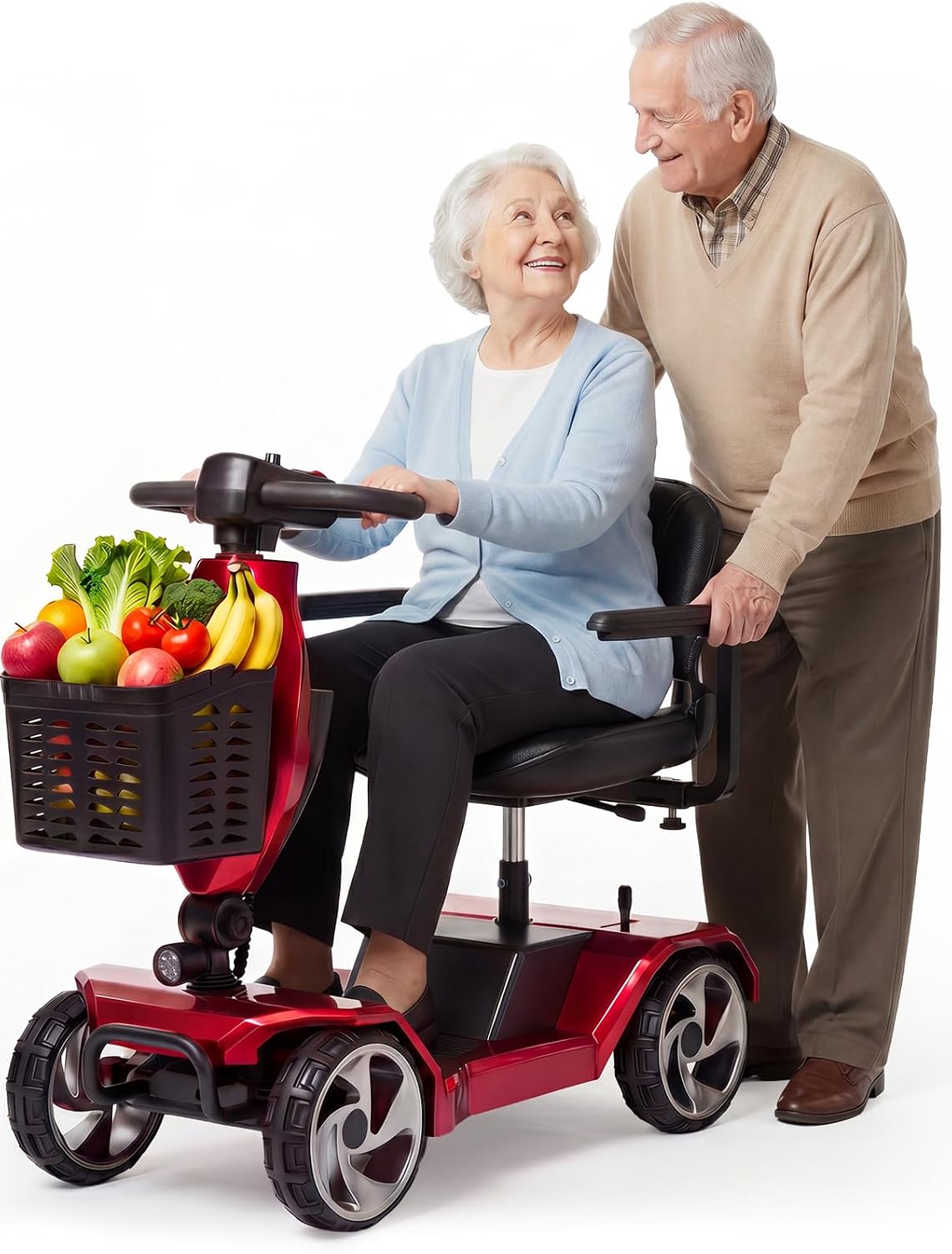 Foldable Mobility Scooters for Seniors, FSA&HSA Eligible, 330LBS Capacity 4 Wheel Lightweight Mobility Scooters for Adults, Powered Electric Mobility Scooters, Folding Travel Motorized Scooters-Red