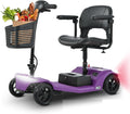 Mobility Scooters for Seniors & Adults 350 Lb Weight Foldable,All-Terrain 4-Wheel Powered Scooter,Lightweight Foldable Disability Electric Wheelchair,Front Rear Led Lights with Basket,Purple