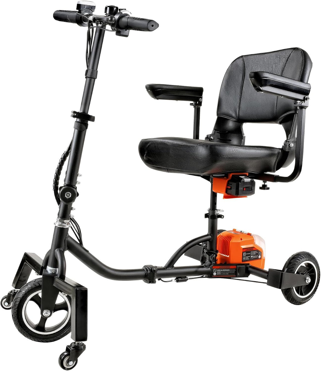 SuperHandy Passport Mobility Scooter - Foldable, 3 Wheel, Airline Travel Friendly - 13 Mile Range, Includes 2 Removable 48V Lithium-ion Batteries & Charger (330 Lbs)