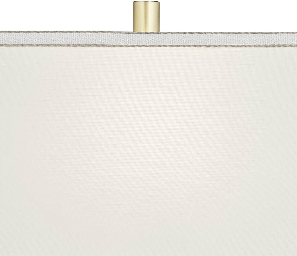 360 Lighting Evan Modern Table Lamps 28 1/4' Tall Set of 2 Gold Metal Geometric Frame White Curved Rectangular Shade for Living Room Bedroom House Bedside Nightstand Home Office Family