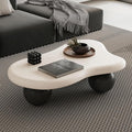 40' Cloud Coffee Table for Living Room Irregular Coffee Table Modern Low Coffee Tables Cute Small Center Table with 3 Ball Legs for Small Space Apartment White & Black