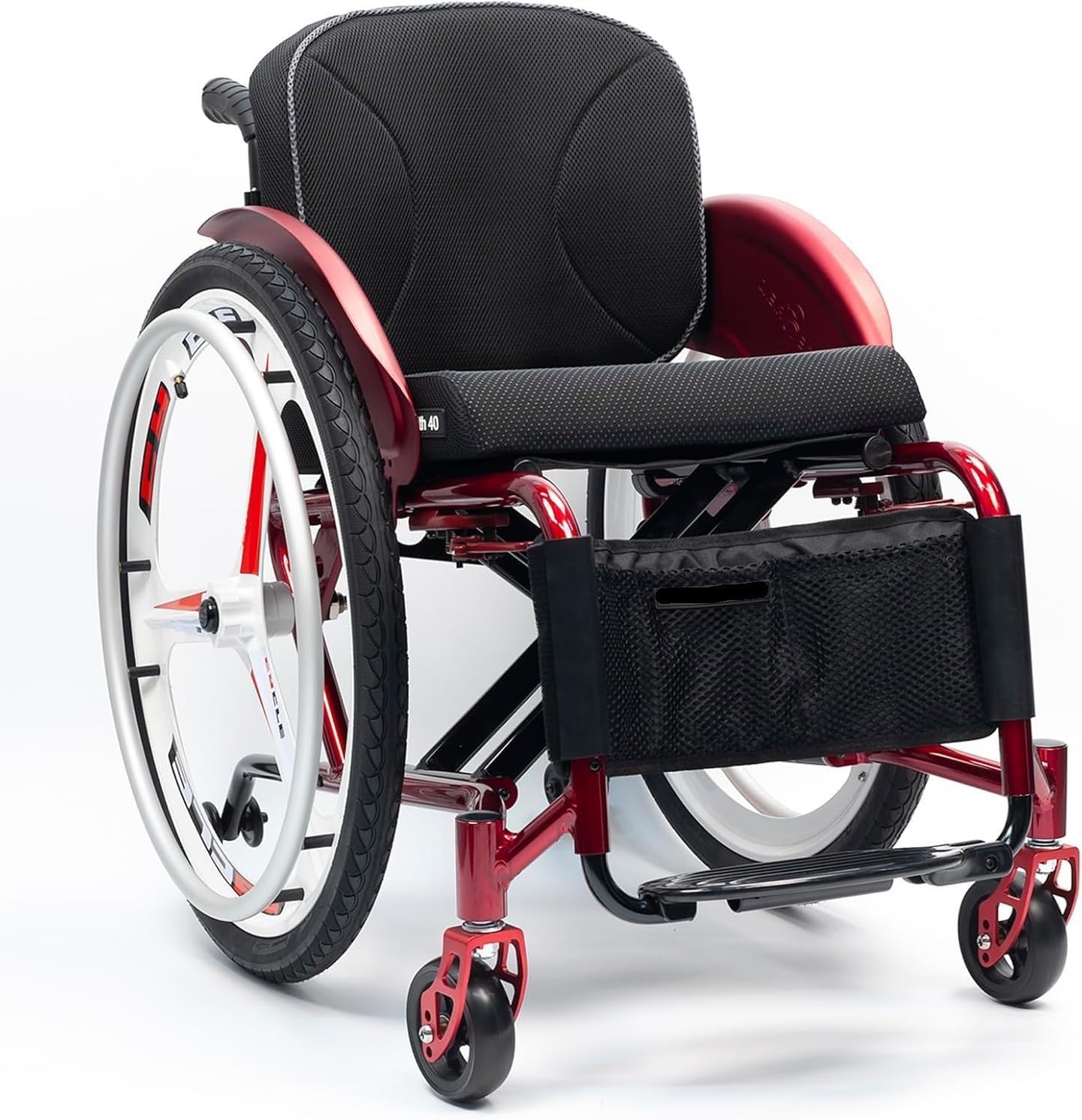 Sports and Leisure Wheelchairs for Adults,Lightweight Transport Wheelchair,Portable Self-propelled Manual Wheelchairs,Folding All-Terrain Wheelchair,Aluminum Alloy Wheelchair(Red,40cm/15.7in)