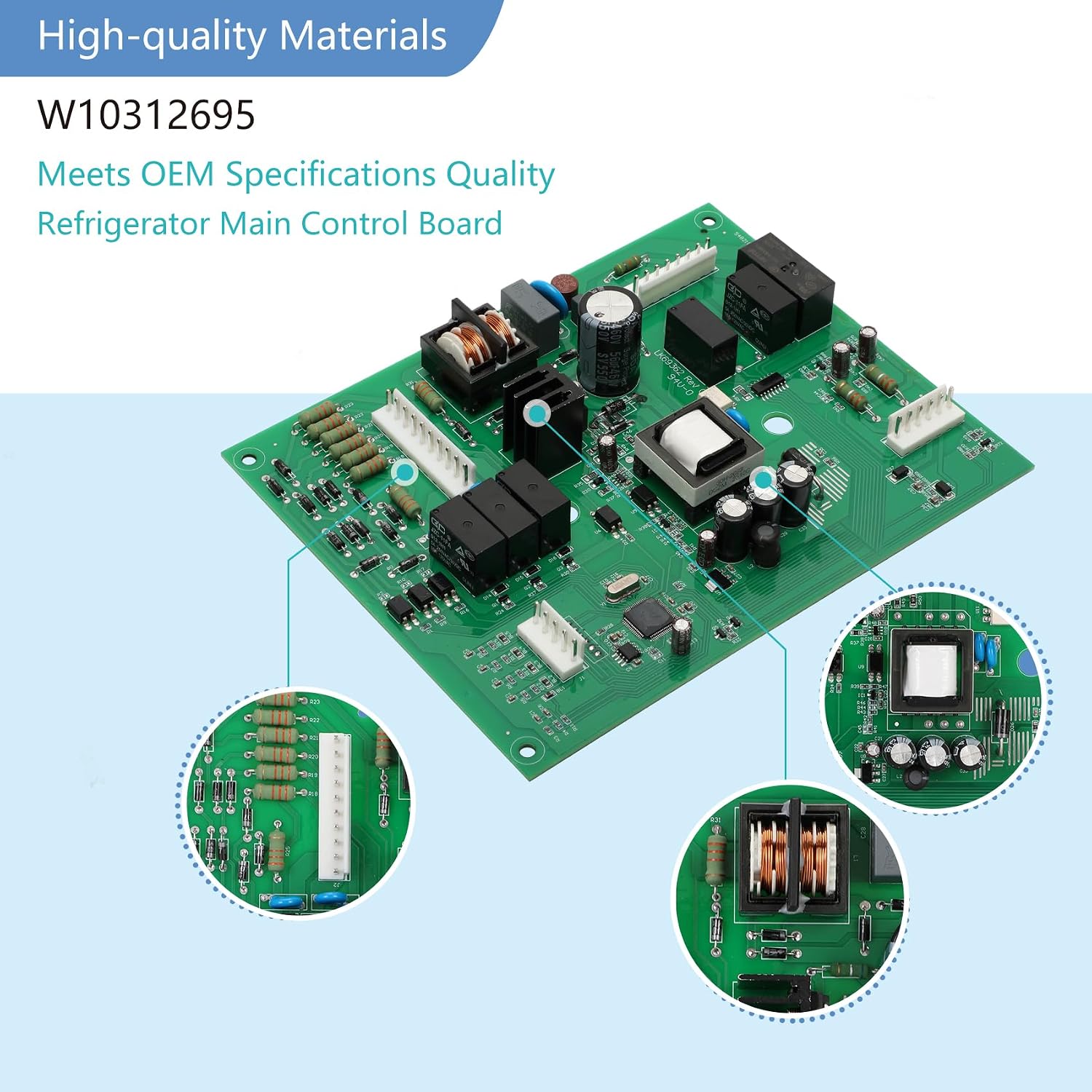 Upgraded W10312695B, WPW10312695, W10312695 734060-04 Refrigerator Control Board, Compatible with maytag/Kenmore/Kitchen-aid/Whirlpool/Jenn-air/Amana/dacor,Replaces Part Number AP6019287, PS11752593