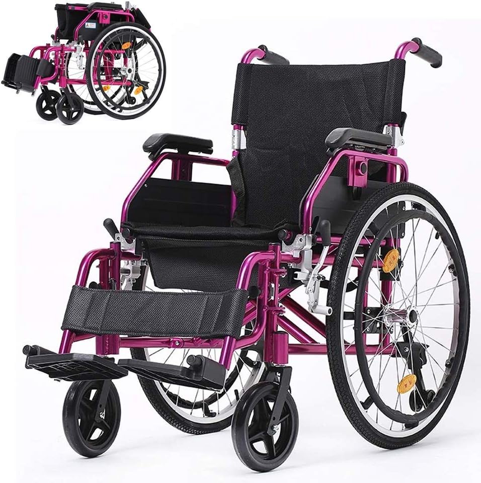 Wheelchair Self-propelled,Foldable Manual with Removable Armrest Non-pneumatic Tire Adjustable Pedals Aluminum Alloy Push Scooter,portable