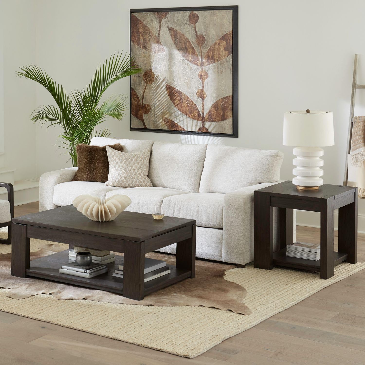 Liberty Furniture Lennox Hill Living Room 3 Piece Set - Lift Top Cocktail Table, 2 End Tables - Bark