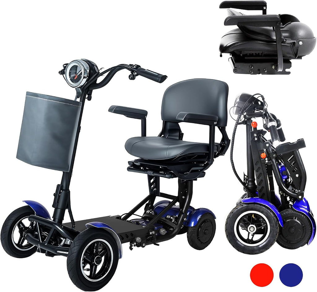 Mobility Scooters for Seniors – 4 Wheel Foldable Portable Electric Scooter, Collapsible & Motorized, 500W Dual Motor, 30-Mile Range, 11 MPH, All-Terrain Folding Mobility Scooter Lightweight for Adults